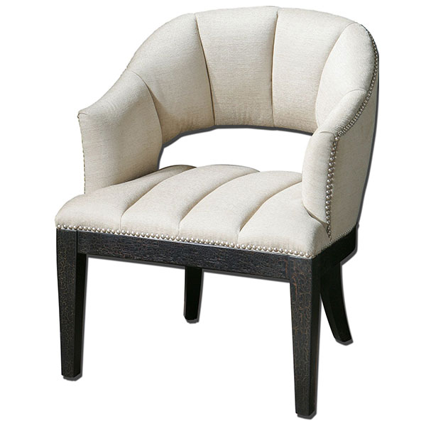 Bovary White Tufted Armchair - Click Image to Close