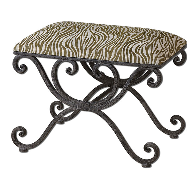 Aleara Wrought Iron Small Bench - Click Image to Close