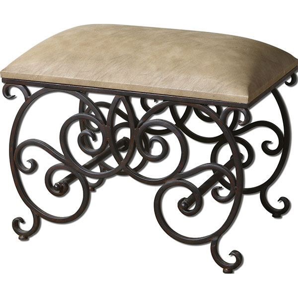 Anjali Forged Metal Small Bench - Click Image to Close