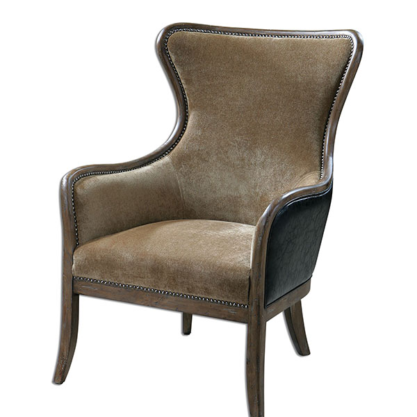 Snowden Tan Wing Chair - Click Image to Close