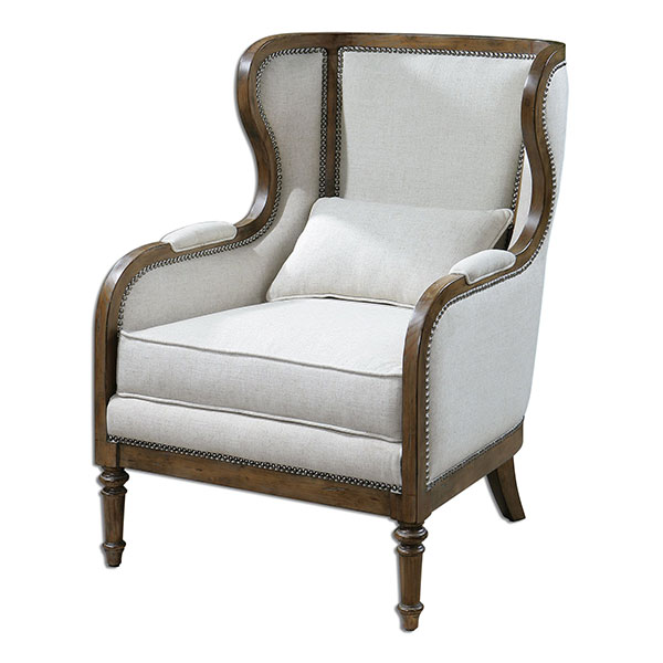 Neylan Linen Wing Chair - Click Image to Close