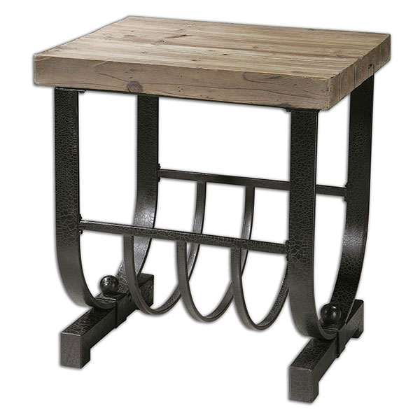 Bijan Planked Fir Top Accent Table - Click Image to Close