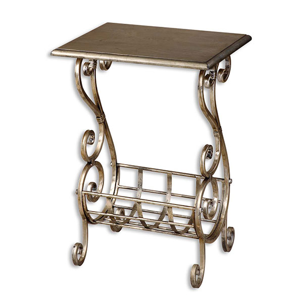 Lilah Silver Leaf Magazine Table - Click Image to Close