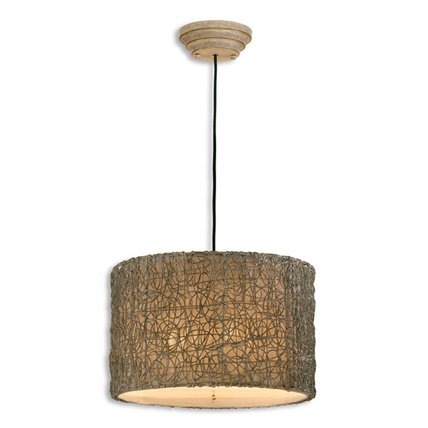 Knotted Rattan Light Drum Pendant - Click Image to Close