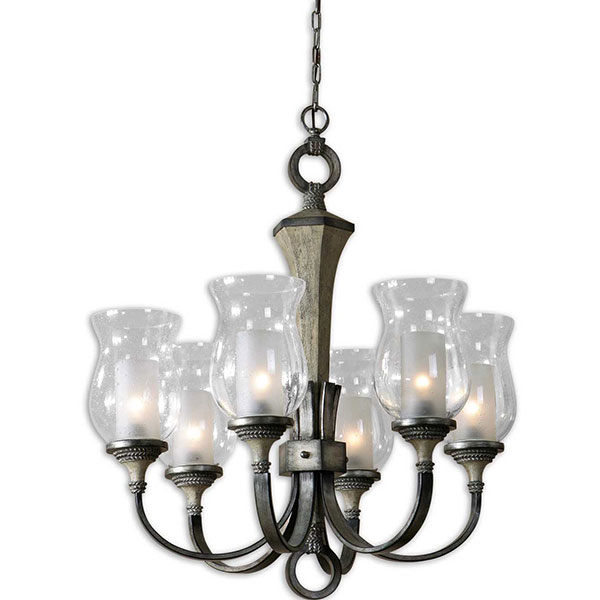 GILMAN, 6 LT CURVED ARM CHANDELIER - Click Image to Close