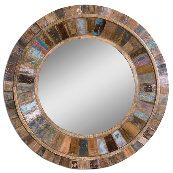 Jeremiah Round Wood Mirror - Click Image to Close