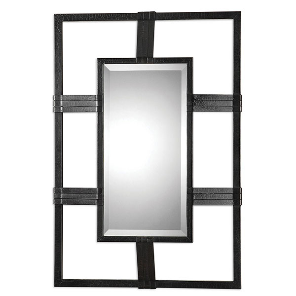 Reidar Black Crackle Mirror - Click Image to Close