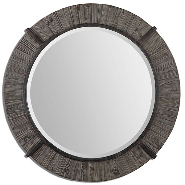 Clint Round Wood Mirror - Click Image to Close