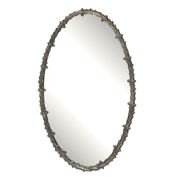Costano Silver Leaf Oval Mirror - Click Image to Close