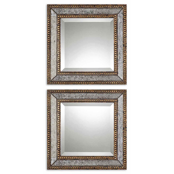 Norlina Squares Antique Mirror Set/2 - Click Image to Close