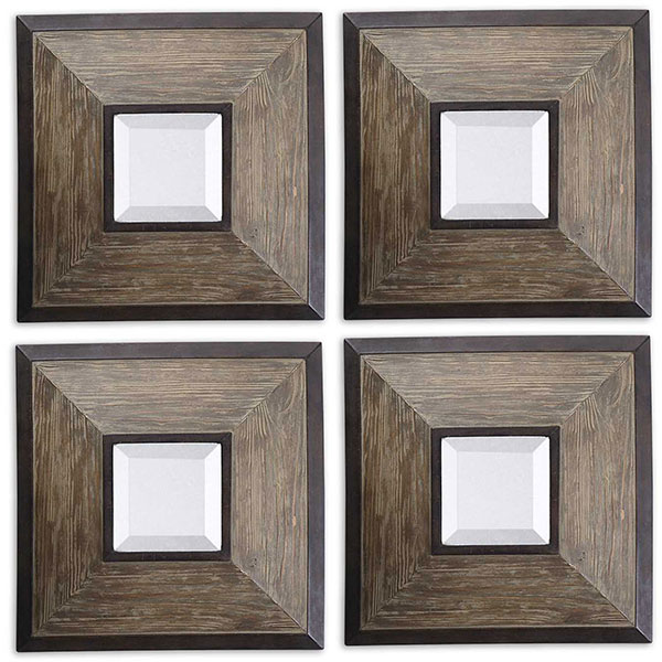 Fendrel Squares Wood Mirror Set/4 - Click Image to Close