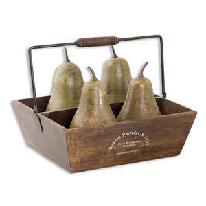 Decorative Pears In Basket Set/5