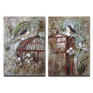 Birds In A Cage Canvas Art Set/2