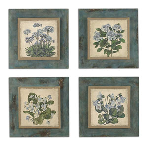 Florals In Blue Art Set/4