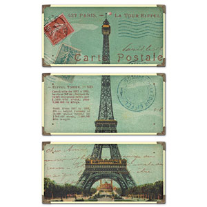 Eiffel Tower Carte Postale Art Set/3