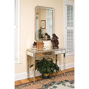 Antiqued Mirror Console Table
