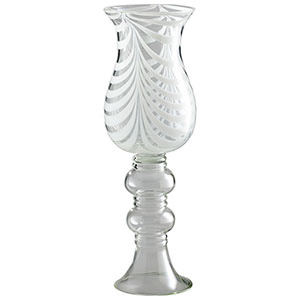 Large White Swirl Pedestal Vase