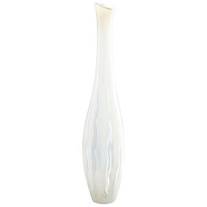 Large White And Clear Wave Vase