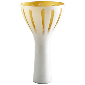Large Pedestal White And Champagne Vase