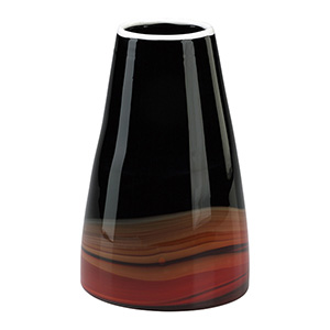 Large Black And Deep Red Swirl Vase