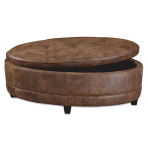 Gideon Oval Leather Storage Bench