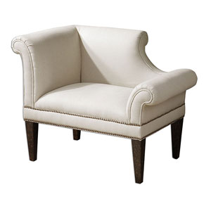 Fontaine White Linen Armchair